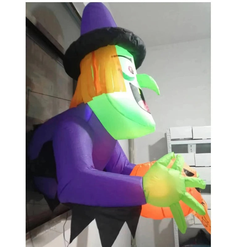 1.35M/4.5FT Halloween Inflatable Wall climbing witch Model Built-in LED Lights
