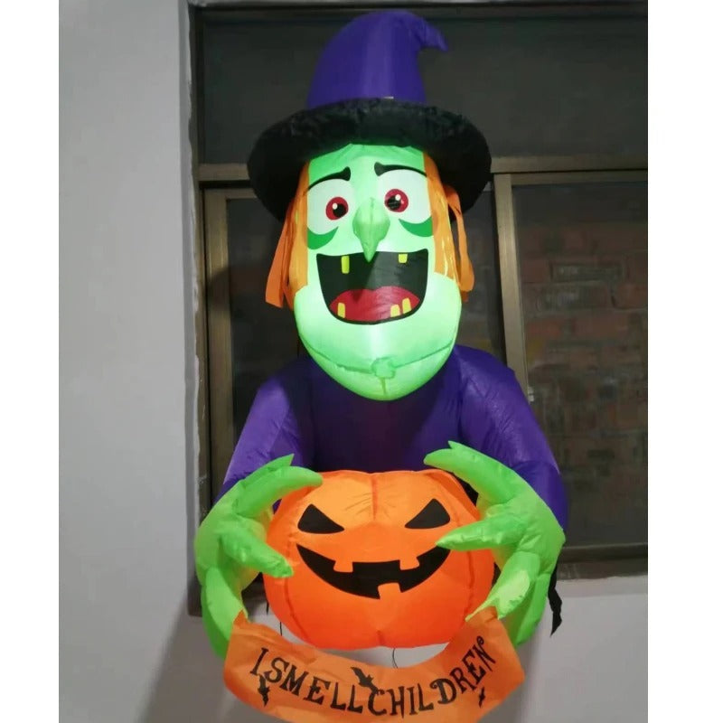 1.35M/4.5FT Halloween Inflatable Wall climbing witch Model Built-in LED Lights